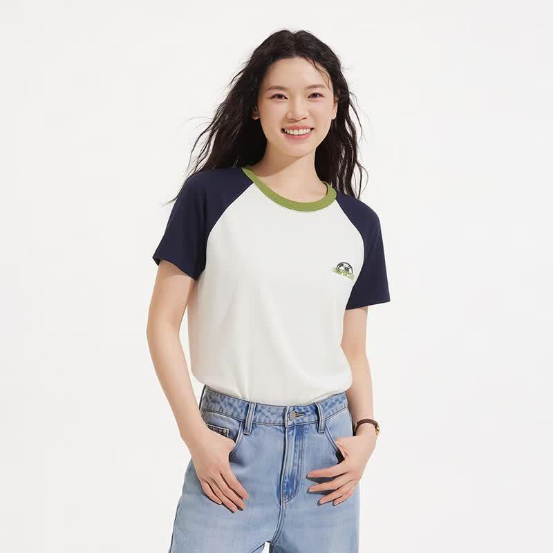 Hotwind Women's Sporty Color-block Short Sleeve T-Shirt
