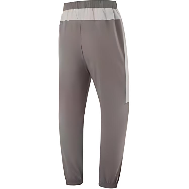 Li Ning Fitness Series Casual Minimalist Color Block Tapered Knit Sports Pants Men Pants Tree-Gray Brown AYKU105-2