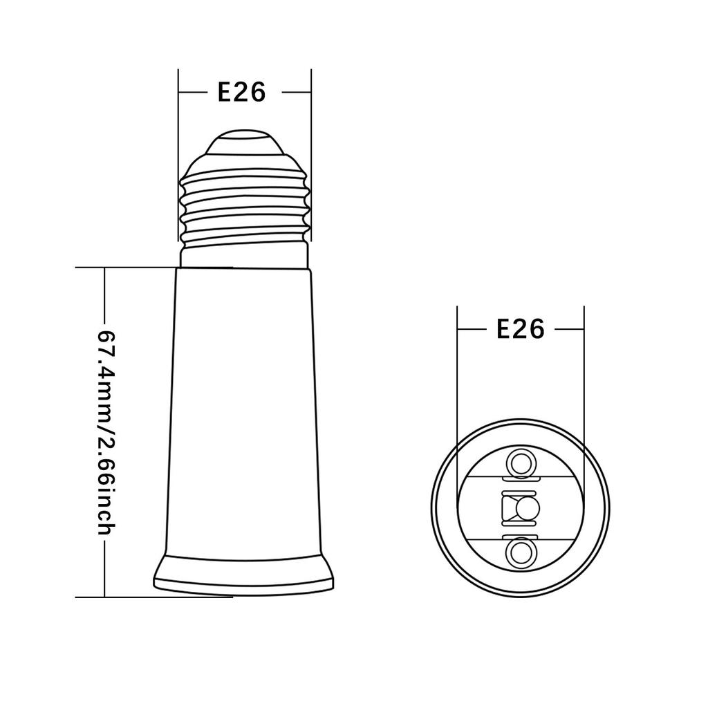 DiCUNO E26 To E26 Socket Extension Adapter, E26 Extension Socket, Approximately 6.5cm Extender, Flame Retardant PBT, Set of 6