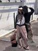 100% Pure Wool Women's Color Block Cardigan - Autumn/Winter Lazy Knitwear, Korean Style Sweater Coat