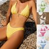 Small Fresh Fabric Drawstring Strap Swimsuit Women Bikini