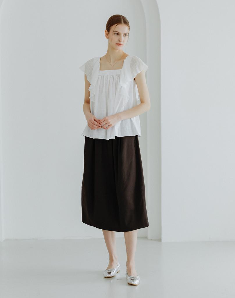 G Mar Tuck Banding Skirt White Black