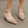 Fashion Pointed Toe Mesh Women Slippers Mules Shoes Woman Summer Heeled Sandals 2025 Fashion Shallow Loafers Sexy Pumps Dress Sandalias