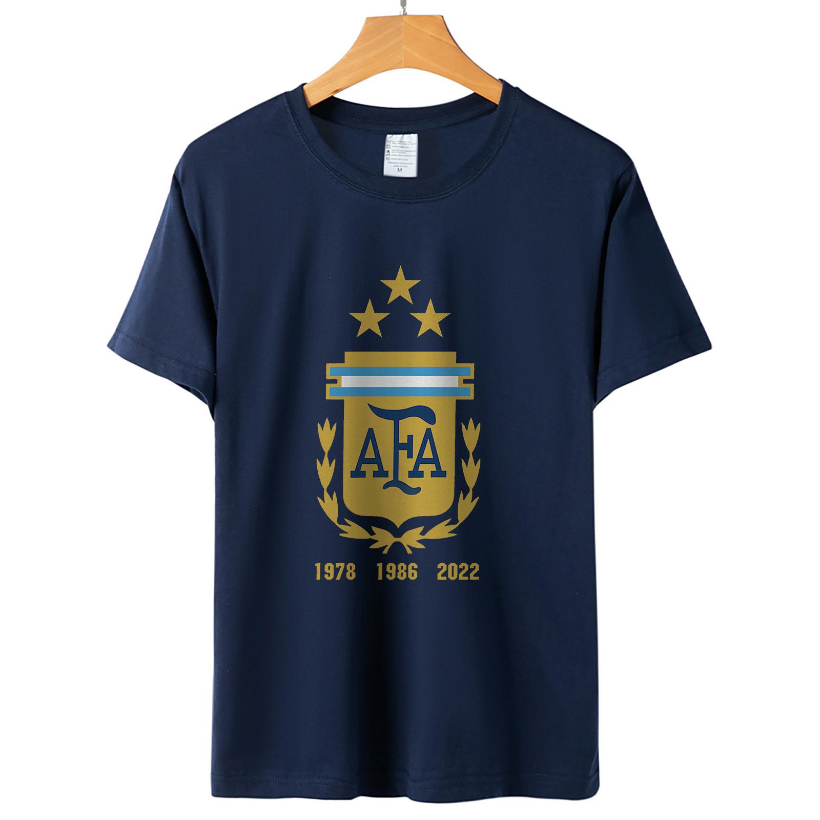 

Аргентина 1978 1986 2022 Футболка с трехкратными чемпионами Футболка с открытыми плечами и короткими рукавами с принтом XL тёмно-синий