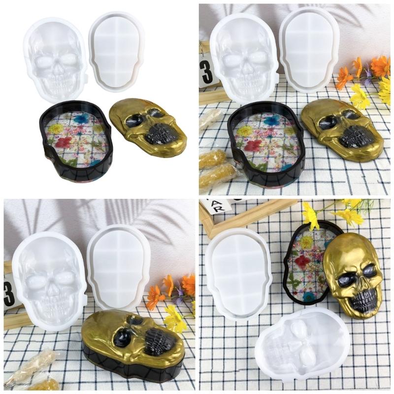 Skull Head Shaped Storage Box Silicone Mold Epoxy Resin Jewelry Container Mould Multipurpose Storage Case Molding Tool