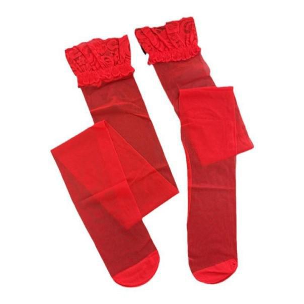 

Красные кружевные нескользящие силиконовые чулки на Рождество и День святого Валентина Large size красный