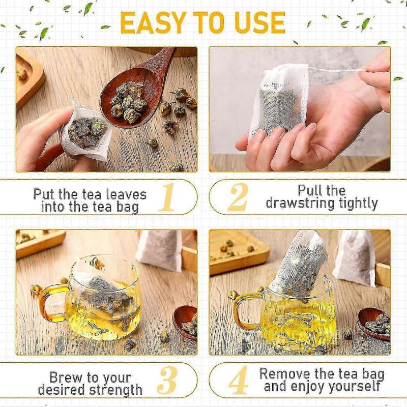 500pcs Disposable Drawstring Tea Bags for Loose Leaf Herb & Spice, Filter Sachets for Bath Cooking