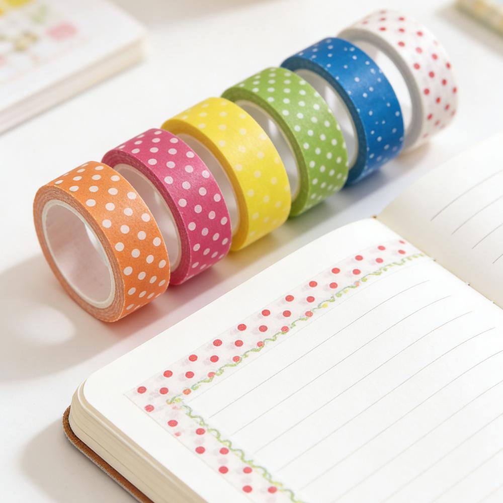 6 Rolls Star Washi Tapes Starry Stars Decorative Paper Tape Adhesive 1.5cm*5m Multi Dots Plaid Bubble Pattern Masking Tape