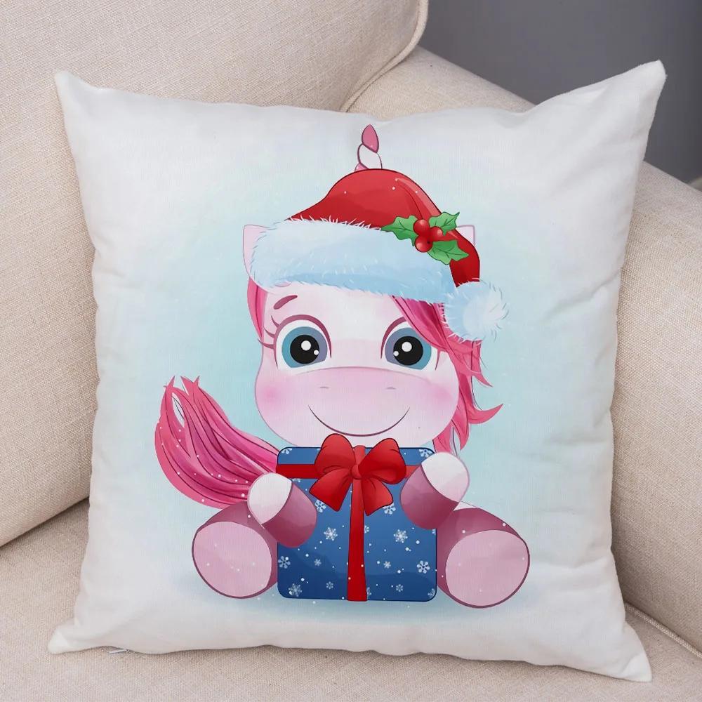 Nordic Kids Room Dog Fox Panda Cow Pillow Case Decor Cute Cartoon Animal Merry Christmas Soft Plush Cushion Cover for Sofa Home