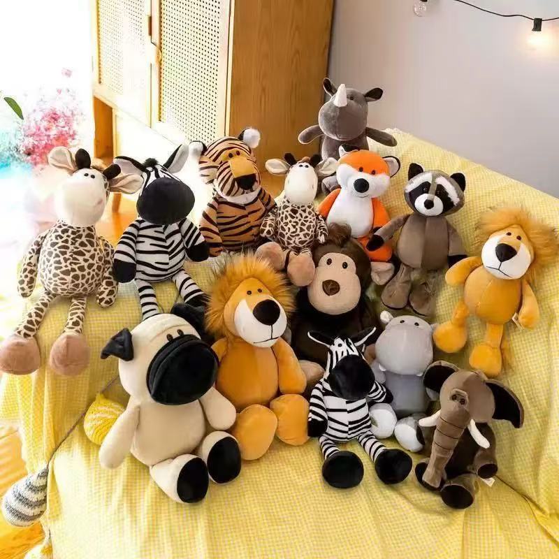25Cm Kawaii Jungle Animal Plush Toys Forest Animal Plush Dog Zebra Elephant Lion Fox Giraffe Children'S Toys Doll Birthday Gift