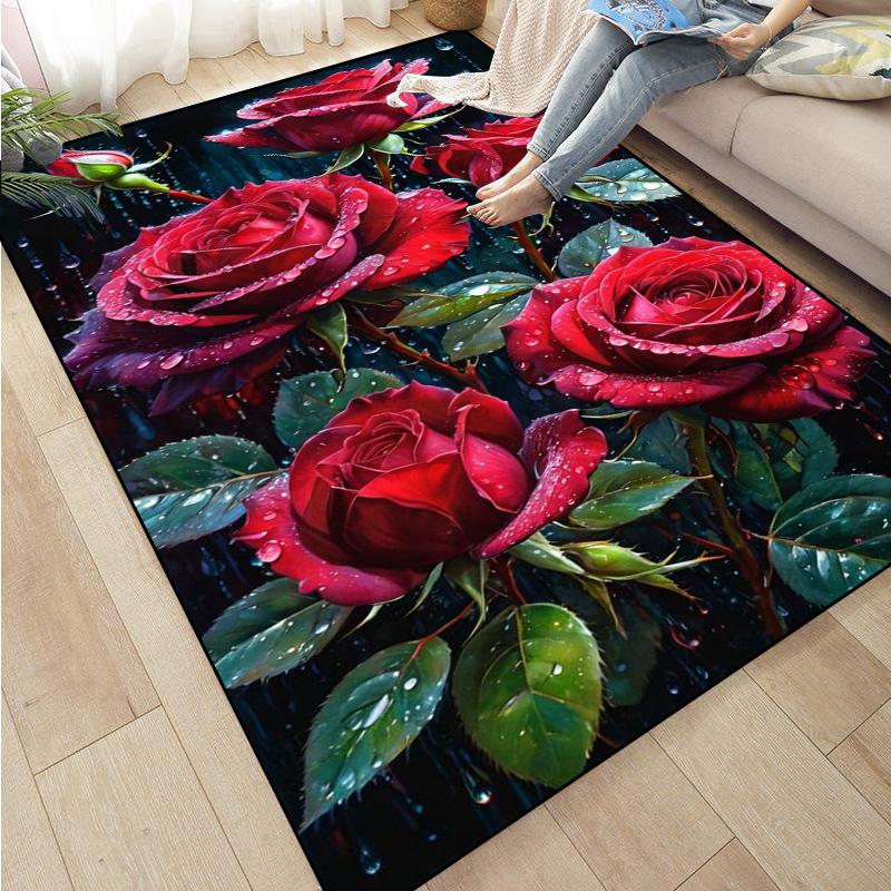 Colorful Flower Area Decoration Rose Sunflower Daisy Peach Blossom Floor Mat Living Room Sofa Rugs carpet