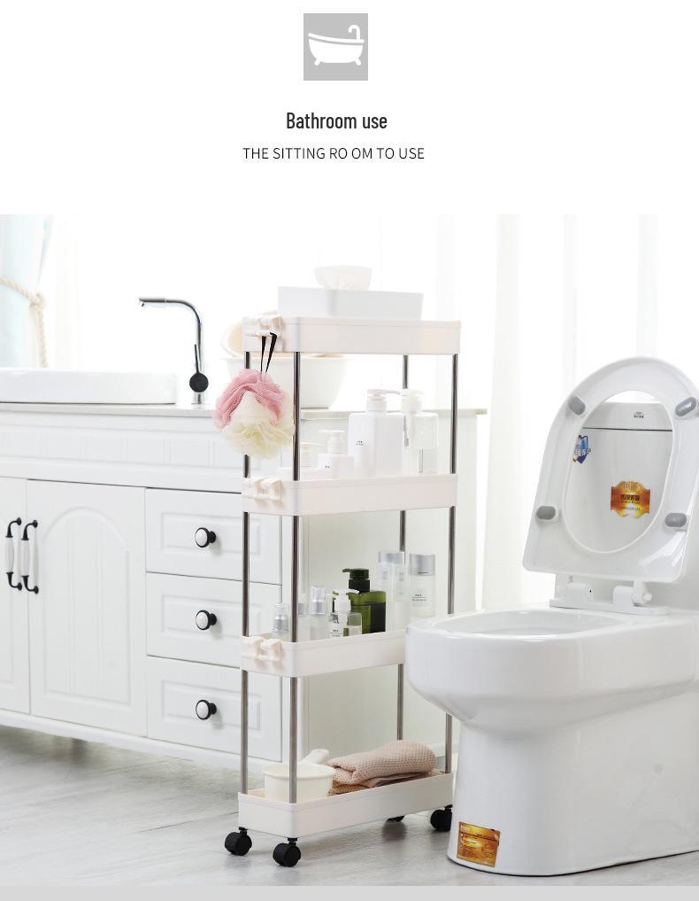 Bathroom & Kitchen Multi-layer Floor-standing Storage Trolley Shelf