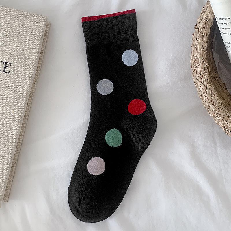 Socks Pure Cotton Polka Dot Stacking Socks Season Tide Cotton Boneless Sweat-Absorbing Deodorant Polka Dot Medium Tube Socks Women