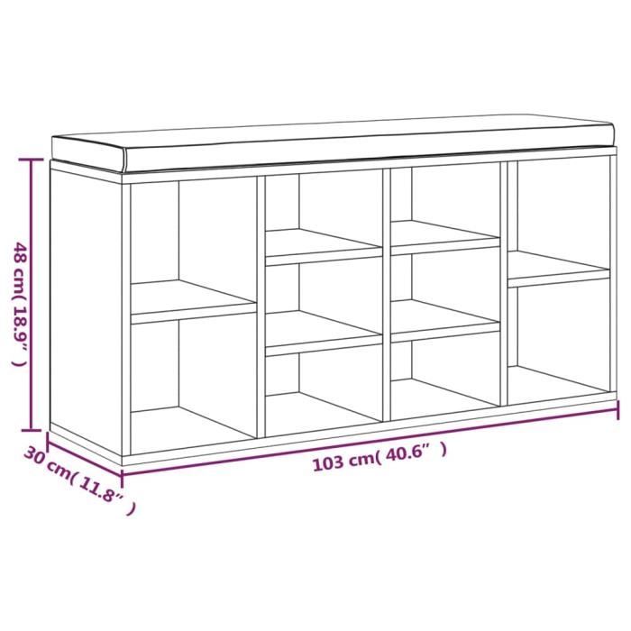 VidaXL Banc à chaussures Sonoma gris 103x30x48 cm Bois d'ingénierie 342613