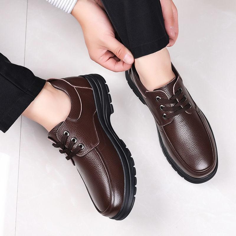 Men's Leather Shoes Trend Round Toe Wide Foot Formal Wear Business Casual Men's Shoes