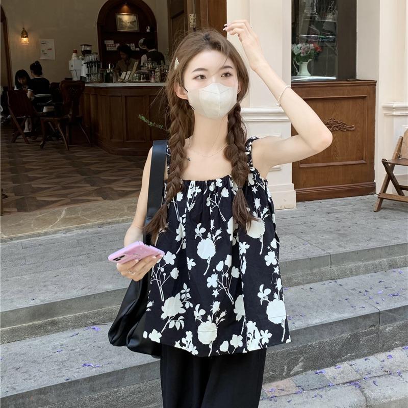 Extra Large Floral Camisole Vest for Plus Size Women - French Niche Design