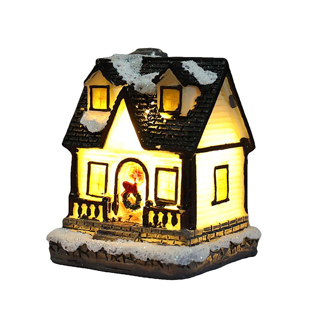 LED Christmas Resin Light House Christmas Decorations Resin Christmas Scene Village House Town for Christmas Gifts