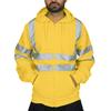 Fleece-lined Outdoor Sanitation Workwear Men's High Visibility Reflective Strip Zipper Hooded Sweatshirts