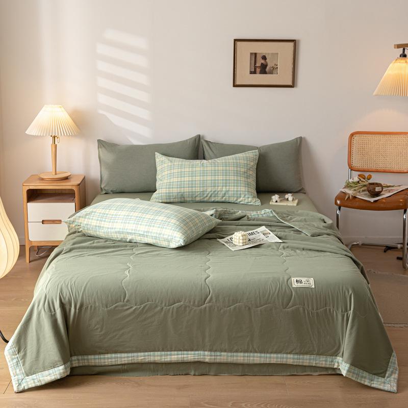 Edredón de Algodón Puro Lavado - Suave, Ligero, Transpirable, Perfecto para el Verano, Disponible en Tamaños Individual y Doble.