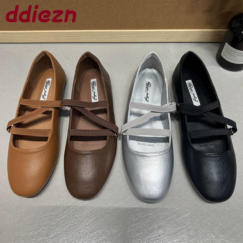 Fashion Soft Fashion Round Toe Ladies Mary Janes Flats Shoes 2025 New Female Slip On Footwear Shallow Women Ballet Flats Dance Shoes