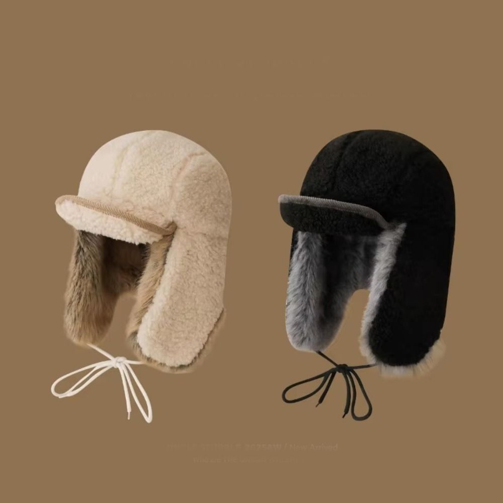 Windproof Lamb Wool Earflap Cap Beanie Cycling Lei Feng Hat Moutaineering Hats Plush Hat  Women/Men
