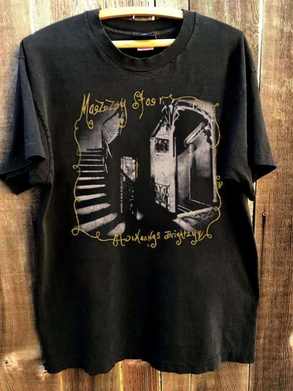 Mazzy Star She Hangs Brightly Black Short Sleeve 90s T shirt vtg NH27335