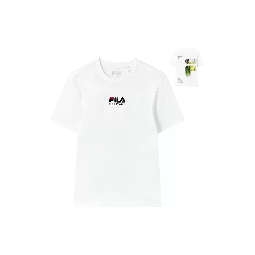 FILA Solid Color Crew Neck Short Sleeve T-Shirt Men tops White F11M318107F-WT