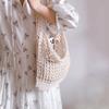 Solid Color Knitting Shoulder Bag Large Capacity Versatile Bohemian Crochet Tote Bag Hollow Out Casual Woven Handbag Women