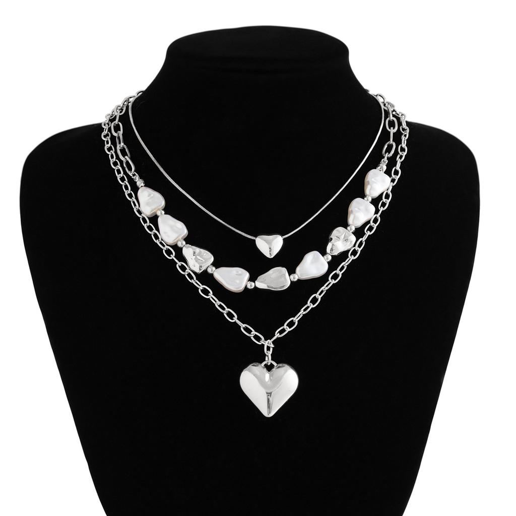 Multi-layer stacked necklace love fringed versatile