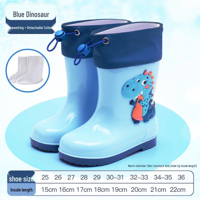 Children's Waterproof Unicorn & Dinosaur Rain Boots with Non-Slip Sole, Fleece-Lined for Boys & Girls