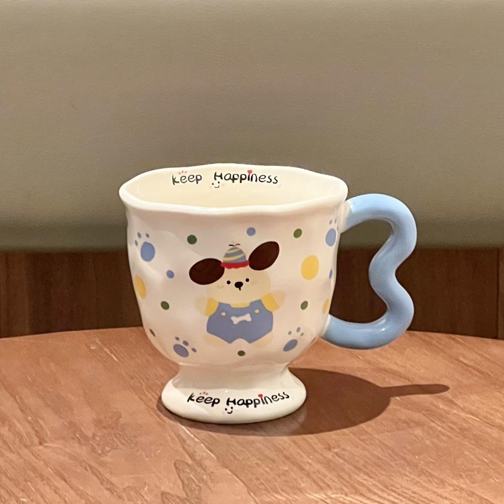 

High-value cute polka dot rabbit cup couple high-value drinking cup cartoon ceramic mug birthday gift 401-500ml