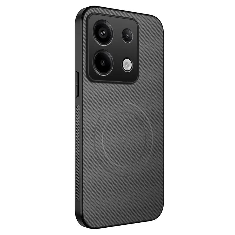 For Redmi Note 13 Note 14 Magnetic Wireless Charging Carbon Fiber Case For Redmi Note 14 Pro Plus Anti-Drop Silicone Soft Cover