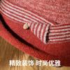 Autumn and winter crimped knitted wool basin hat contrasting stripes women's retro casual warm top hat elegant bucket hat