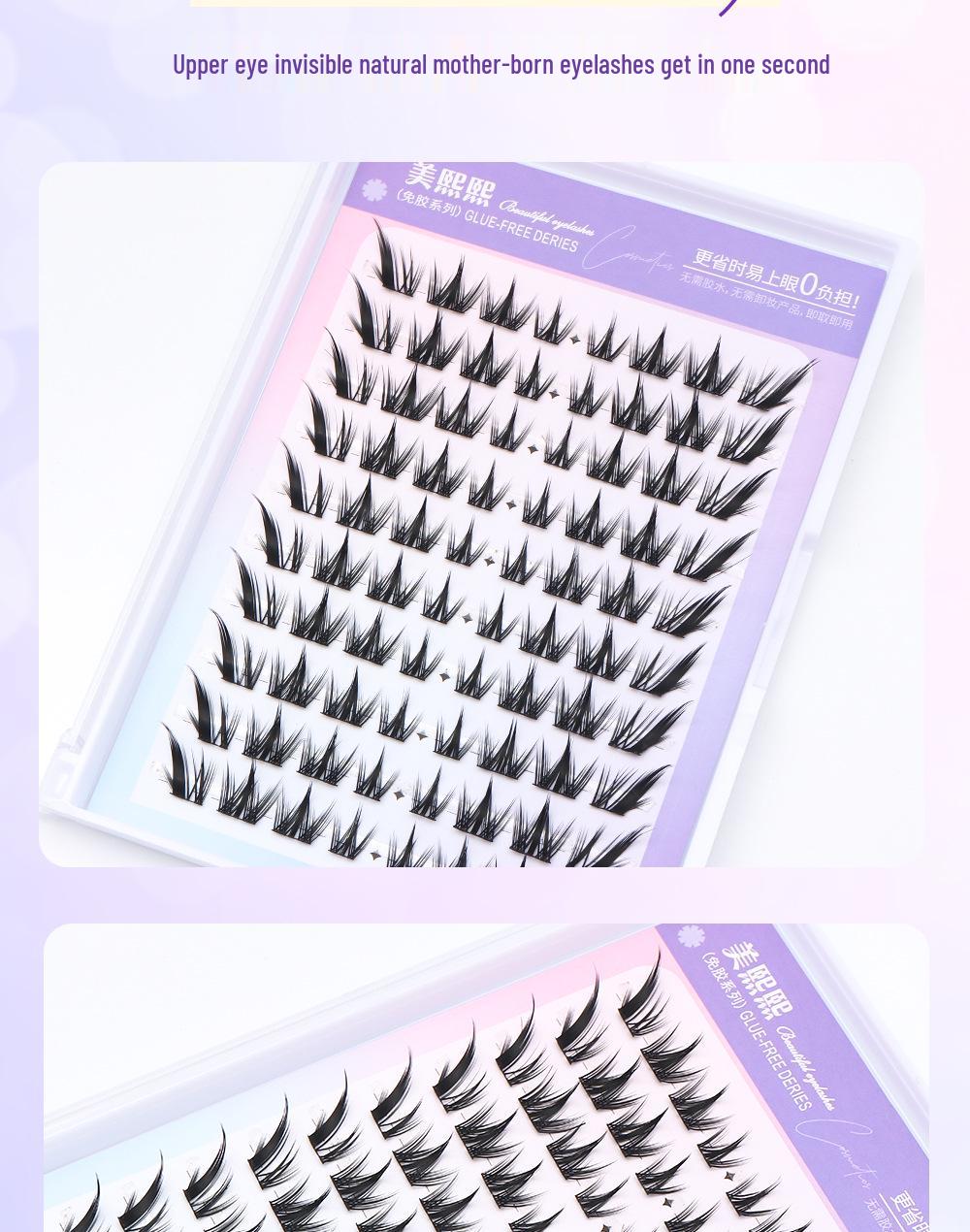 

Самоклеящиеся ресницы Фокстерьер большой вместимости в 10 рядов - Натуральный стиль, Без клея, Симуляция без снятия для женщин Glue 10 Rows (No Tools)