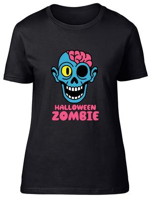 Halloween Zombie Damen T-Shirt Untot Infiziert Gehirn Kostüm Damen Geschenk Tee