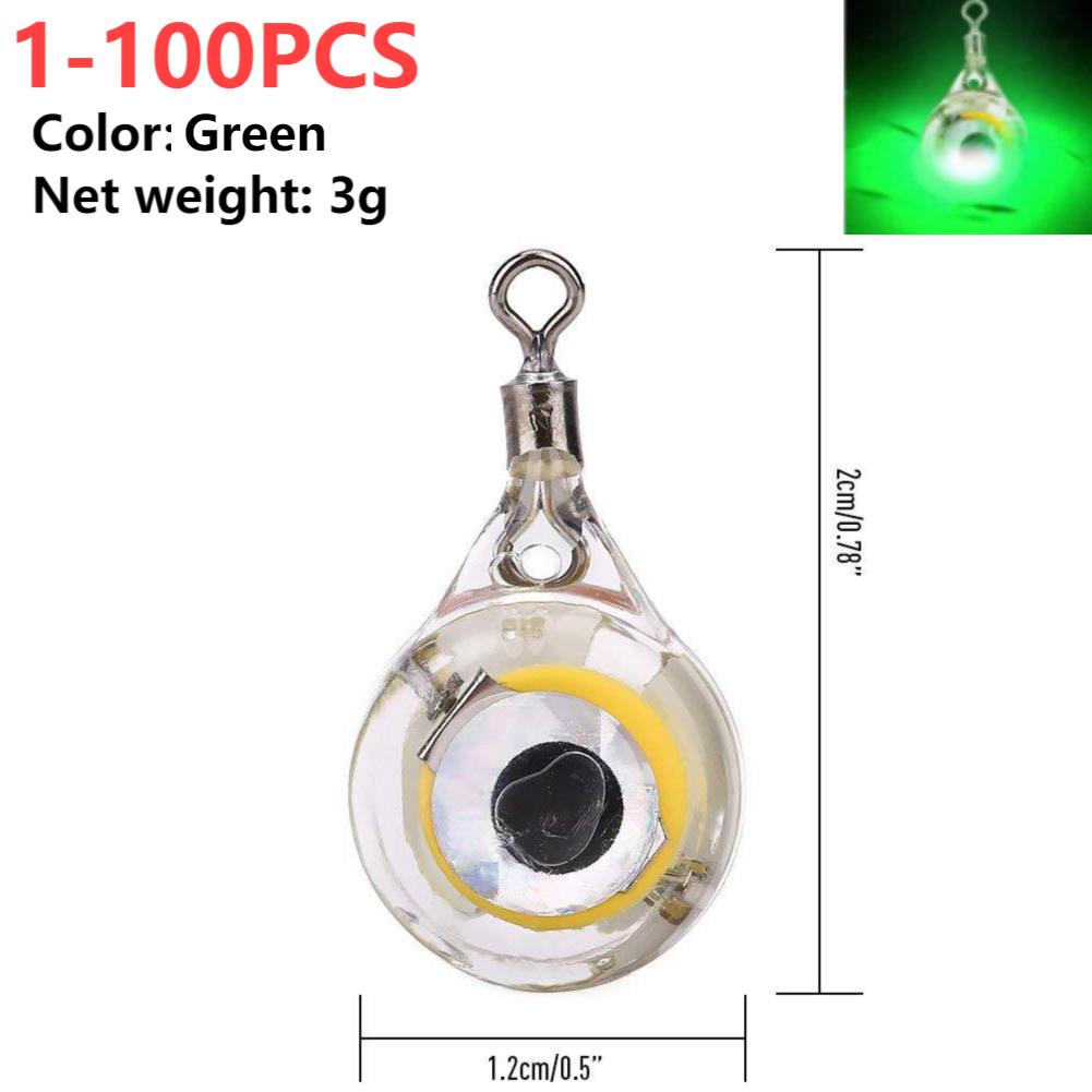 1-100PCS Mini Fishing Lure Light LED Deep Drop Underwater Eye Shape Fishing Squid Fishing Bait Luminous Lure to Attracting Fish