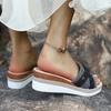 Fashion Fashion Denim Wedge Heel Slippers Women 2025 Summer Thick Sole Slip On Beach Sandals Woman Lightweight Non Slip Casual Slippers