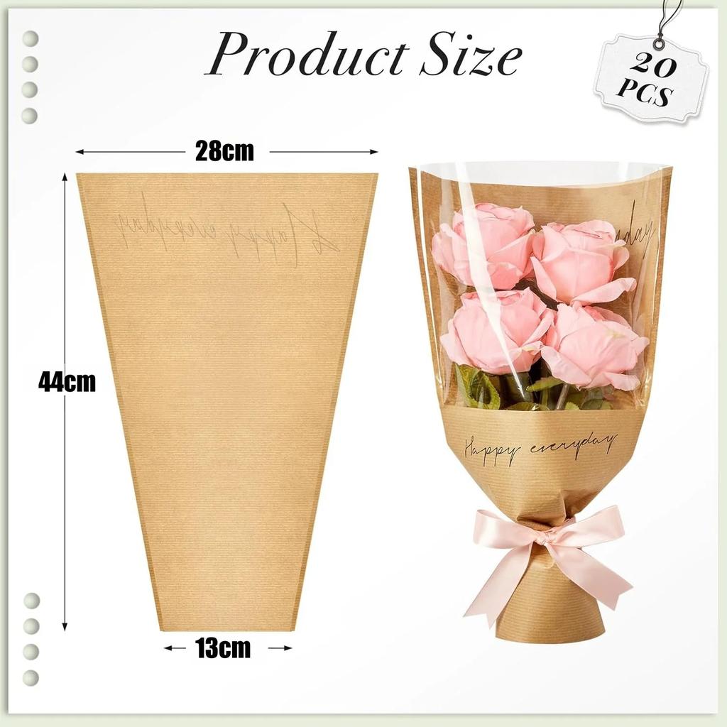 20-100PCS Transparent Floral Packaging Bags Roses Packaging Valentine's Day Happy Every Day Bouquet Bags Mother's Day Gift Bags