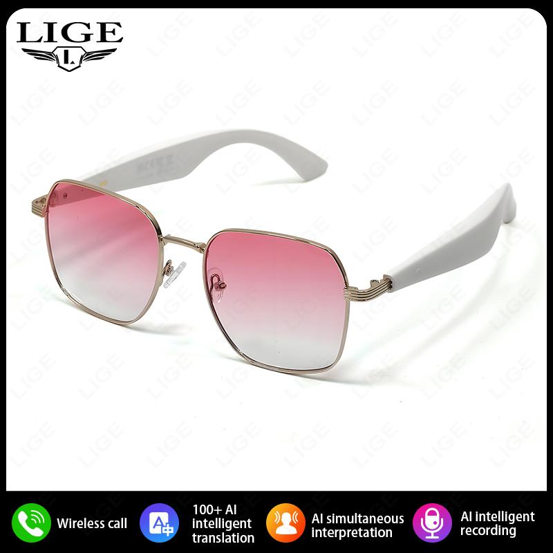 AI Intelnt Translation Glasses 100+ Online Language Bluetooth Call Earphones Smart Glasses Men Women Anti-UV Sunglasses