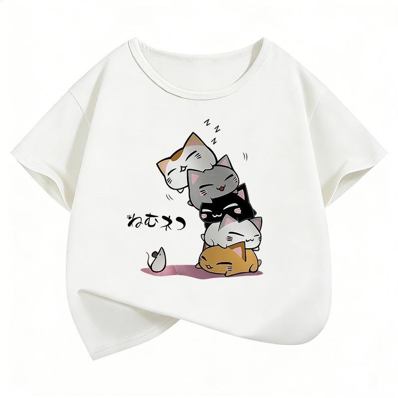 Girls K-POP Idol Print Short Sleeve T-Shirt Cute Cartoon Singer Graphic Tee Kids Summer Casual Top
