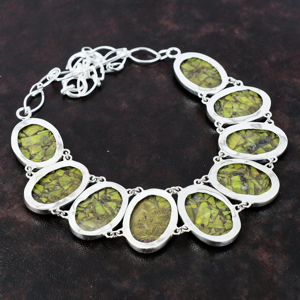 Copper Atlantisite Necklace 925 Sterling Silver Necklace Gemstone Handmade Jewelry Adjustable Chain Necklace Gift For Girl Designer Necklace