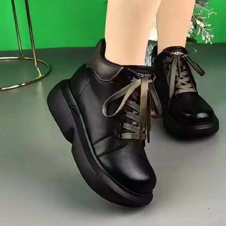 Snow boots soft leather fashion thick-soled soft-soled Martin boots women's 2025 winter lace-up piled thickened snow boots cotton boots