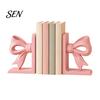 Practical Gifts for Readers 2Pcs/Set 3D Printed Pink Bow Bookends Shelves, Decorative L-Shaped Book Stoppers Home Artistic Shelf Decor Office Desktop