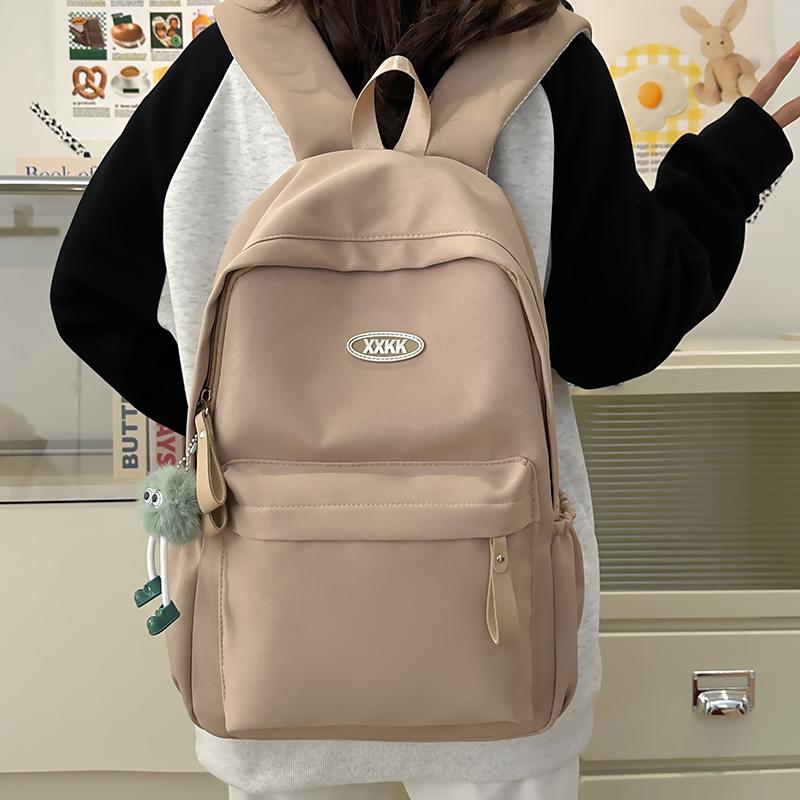 Solid Color Student School Bag Women's Large Capacity Backpack Campus Backpack