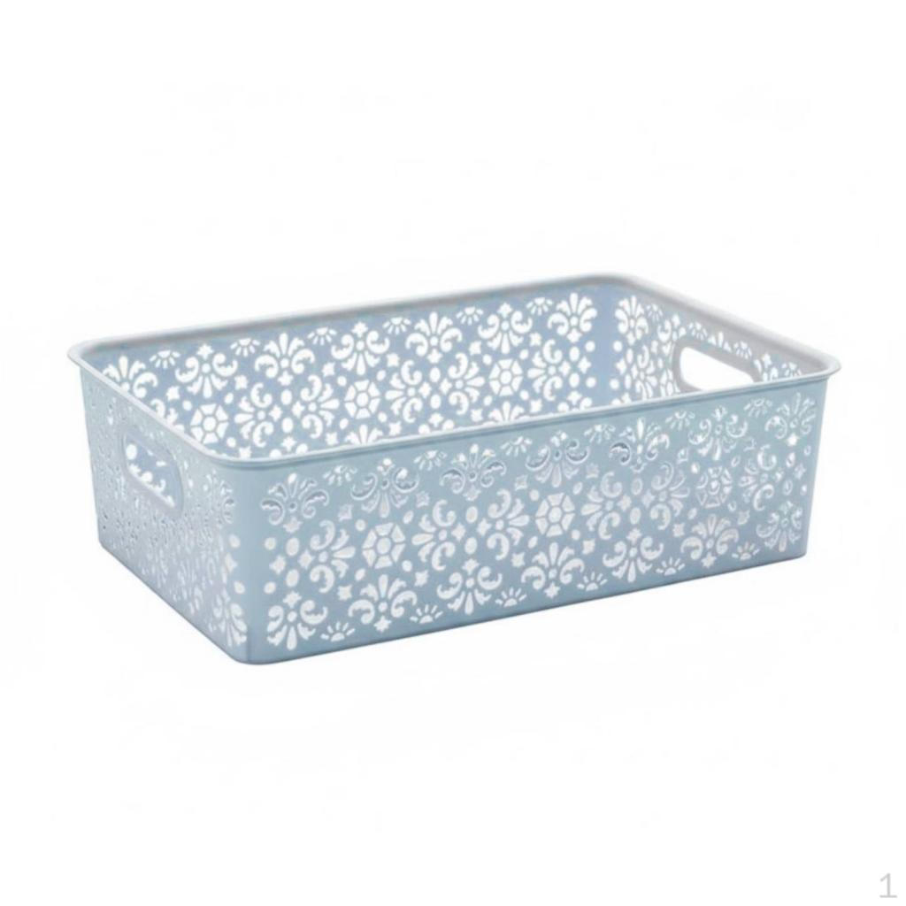 Decorative Storage Box Versatile Hollow Basket Stackable Lace Pattern Organizer Bin for