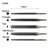 6 Inch 150mm Steel Files Without Handle Round Half-round Triangular Square Flat File 5 Styles Alloy Steel FilesFor Metal Sanding