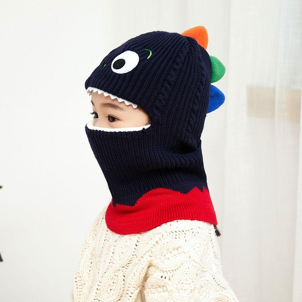 Cute Bear Fox Kids Beanie Hats Neck Protect Winter Knit Hat Child Girls Earflap Caps