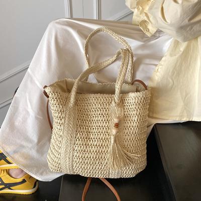 Premium Sense Large Capacity Portable Woven Bag Women'S Beach Vacation Straw Shoulder Tote Bag