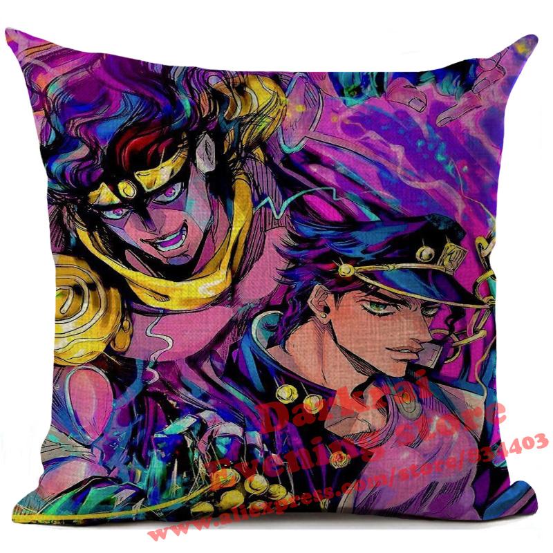Jojos Bizarre Adventure Japanese Harajuku Manga Cushion Cover Living Room Sofa Square Throw Pillows Home Decoration Pillowcase