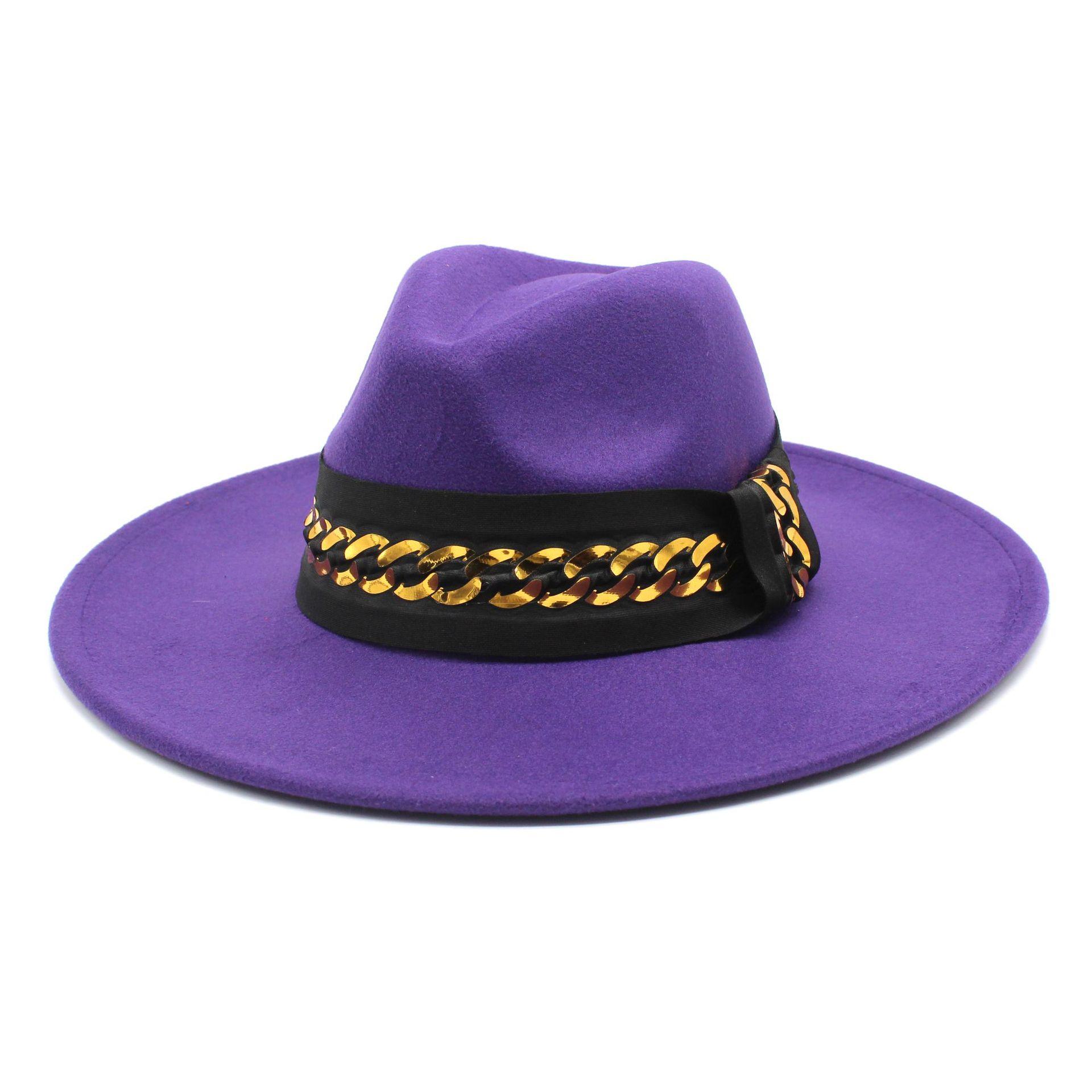 

Exotic 9.5Cm Large Brim Top Hat Ethnic Accessories Jazz Hat Cashmere Felt Hat Gentleman And Lady Hat M（56-58cm） фіолетовий